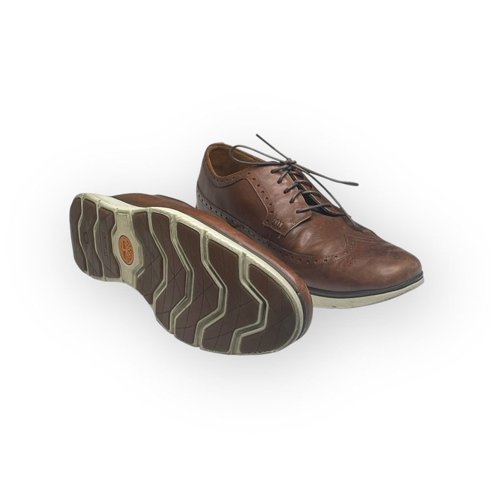 Timberland ✪ Brogue Oxford Wingtip Edgy Leather Lace Up Shoes ✪ Dark Tan Brown - Picture 11 of 16
